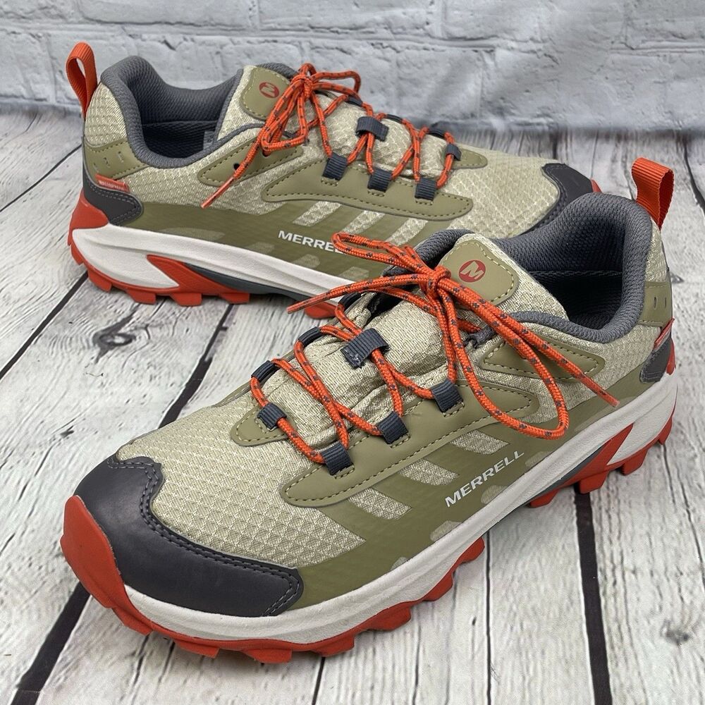 Merrell Moab Speed 2 Low Waterproof Hiking Shoes Kids Size 7 Sneakers Tan Orange